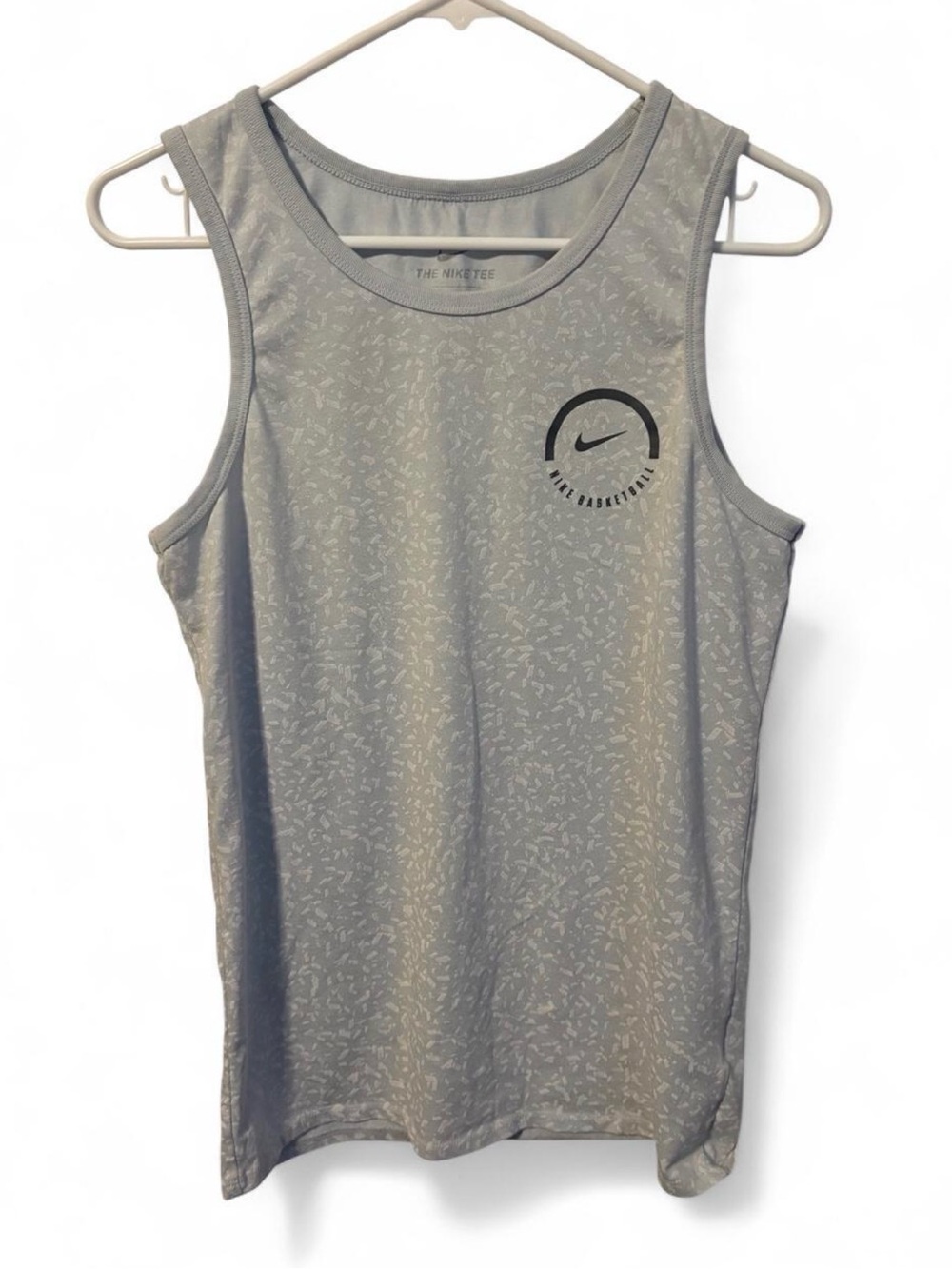 Nike Basketball Tank Top Sleeveless Cotton Blend Shirt Gray Patterned Men's S